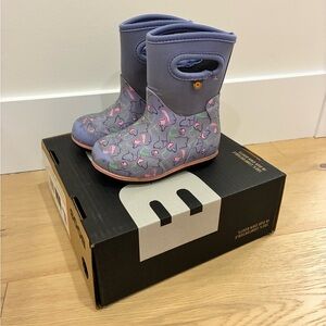 Bogs Kids Periwinkle and Pink Waterproof Rain Boots